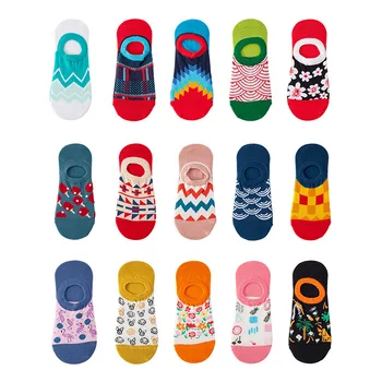 

Spring Summer Kawaii Cartoon Stripe Woman Socks Slipper Cotton Silicone Invisible Funny Non Slip Socks Women 41601