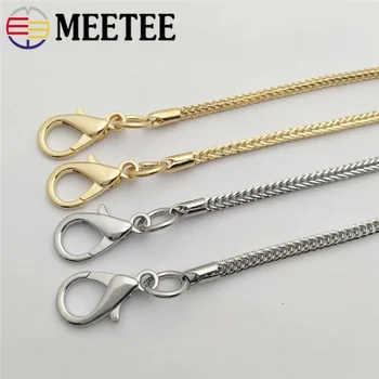 

Meetee 1pc/5pcs 113cm 4mm Width Metal Chain Bag Replacement Chains Shoulder Strap Sanp Buckle DIY Hardware Accessories BF409