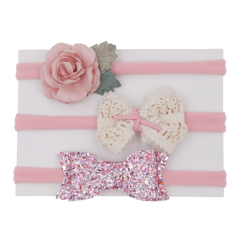 3 шт./компл. детская Модная одежда для детей, Детская мода для маленьких девочек, повязка на голову с цветком, с цветами, для мальчиков; для детей головной убор с пайетками детская одежда с бантом на голову эластичная повязка для головы с нахлестом