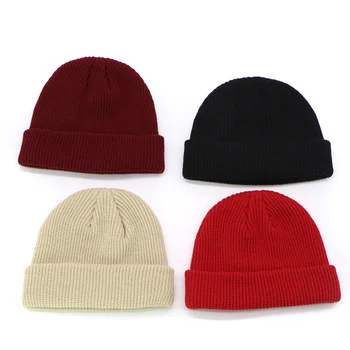 

Newly Men Knitted Hat Beanie Skullcap Sailor Cap Cuff Brimless Retro Navy Style Beanie Hat CLA88