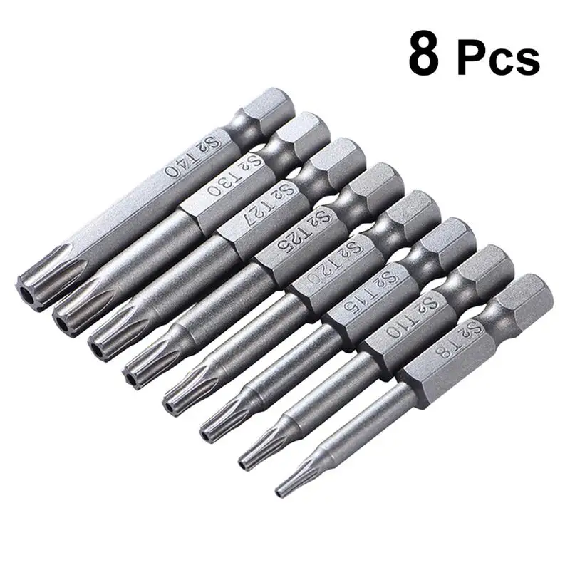 

WINOMO 8Pcs/Set Torx Head Screwdriver Bit Magnetic Steel Torx Head Screwdriver Drill Bits Set Woodworking Tools 50mm