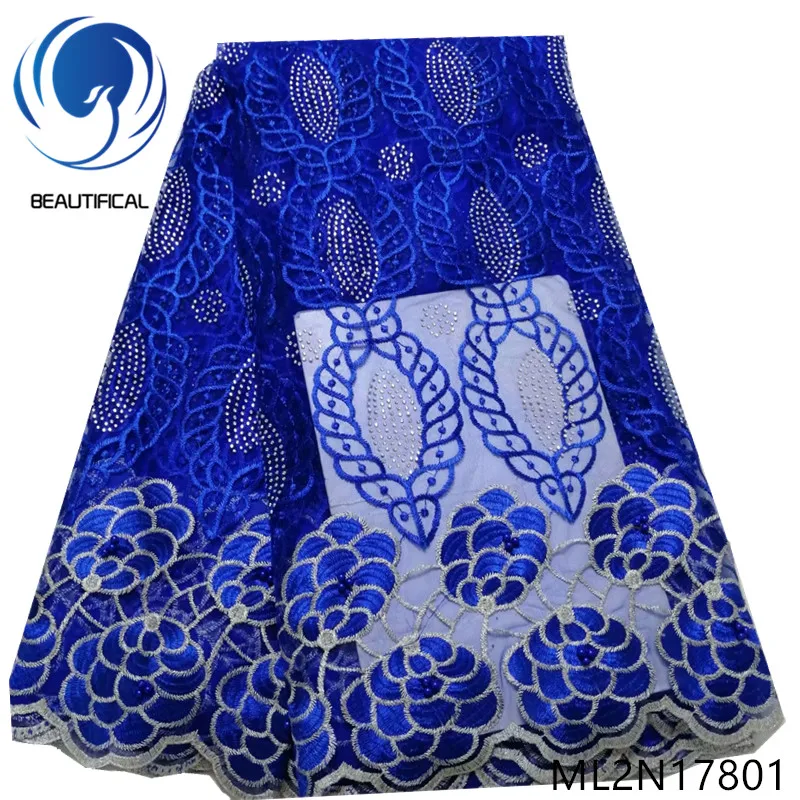 

BEAUTIFICAL Embroidery Tissu Lace Polyester African Tulle Mesh French Lace with Stones Beads Lace African ML2N178
