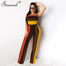 Simenual Striped Wrap Chest Sexy Women Jumpsuits Fashion 2019 Bodycon Wide Leg Pants Overalls Sleeveless Skinny Female Jumpsuit Simenual Striped Wrap Chest Sexy Women Jumpsuits Fashion 2019 Bodycon Wide Leg Pants Overalls Sleeveless Skinny Female Jumpsuit