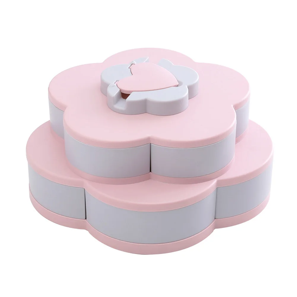 Pink Doublelayer Двойной слой фруктовая чаша Лепесток Форма ЛОТОК блюдо тарелка закуска Кухня лоток Piatto Di Frutta+ Porta Cellulare HFing - Цвет: Pink Doublelayer
