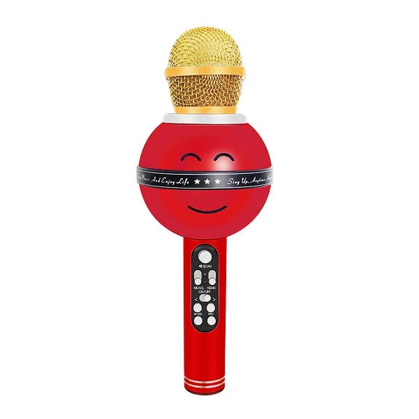 Smile Face беспроводной Bluetooth караоке микрофон Многофункциональный микрофон пение вечерние ручной микрофон для смартфонов PC K Song - Цвет: Red