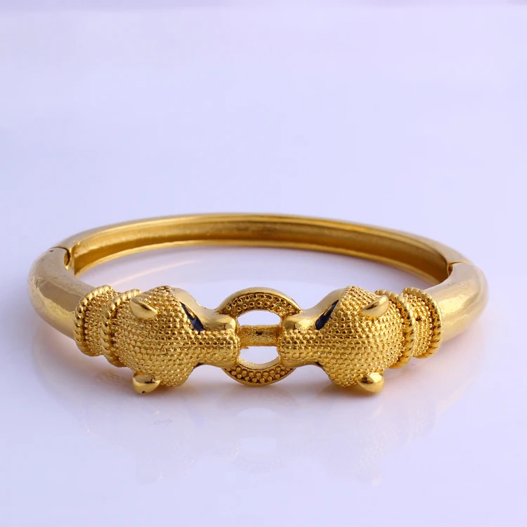 Fansheng high quantily charm Leopard bangle 24 k Solid Yellow Gold GF bangles for women men jewelry African Ethiopian gift