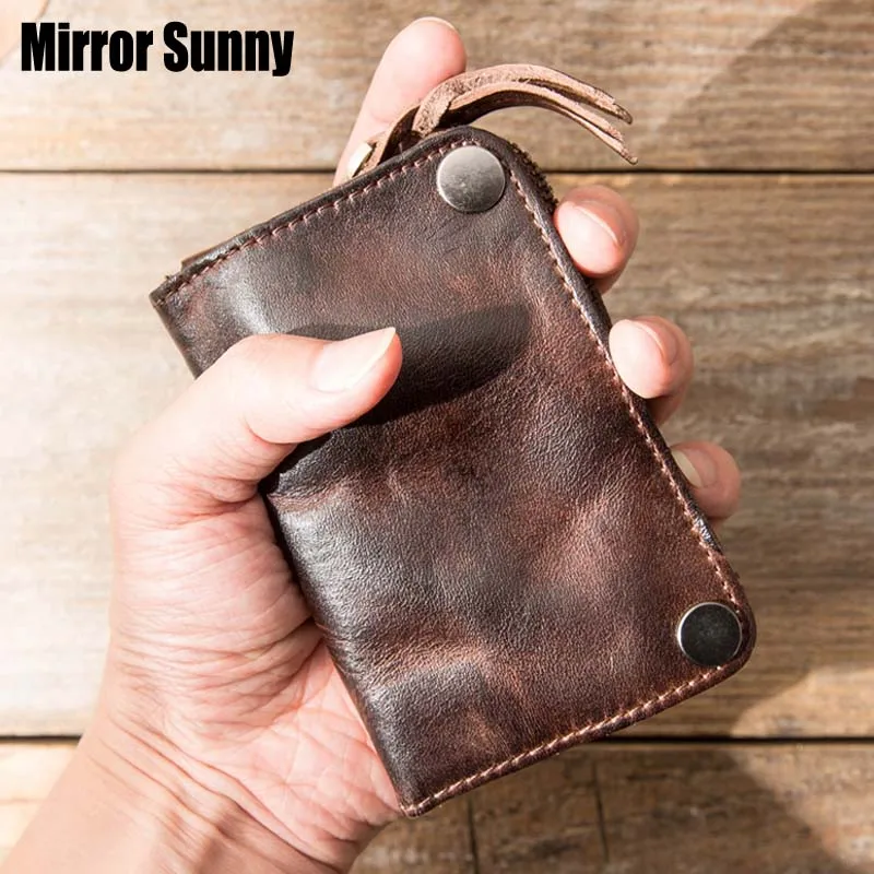 

Men's Genuine Leather Key Pack Large Capacity Head Layer Cowhide Leather Coin Purse Male Card Holder Bag Car Key Bag Key Wallet