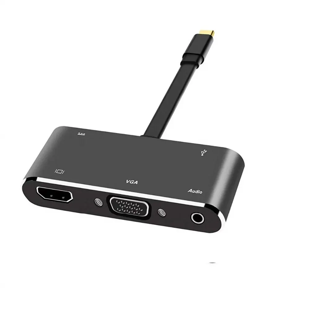 5 в 1 USB C к HDMI адаптер 4K type-C к HDMI/VGA/аудио/USB 3,0 порт+ USB C порт(PD) конвертер для ноутбука Macbook переключатель