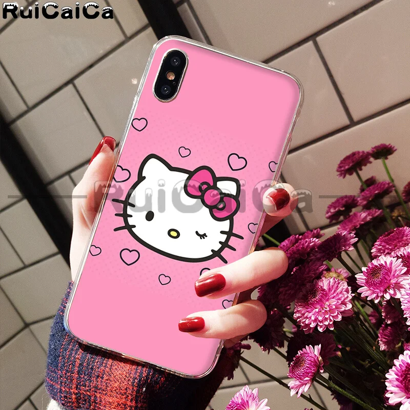 RuiCaiCa прекрасный розовый чехол hello kitty Coque Shell для телефона iPhone 5 5Sx 6 7 7plus 8 8Plus X XS MAX XR - Цвет: A3