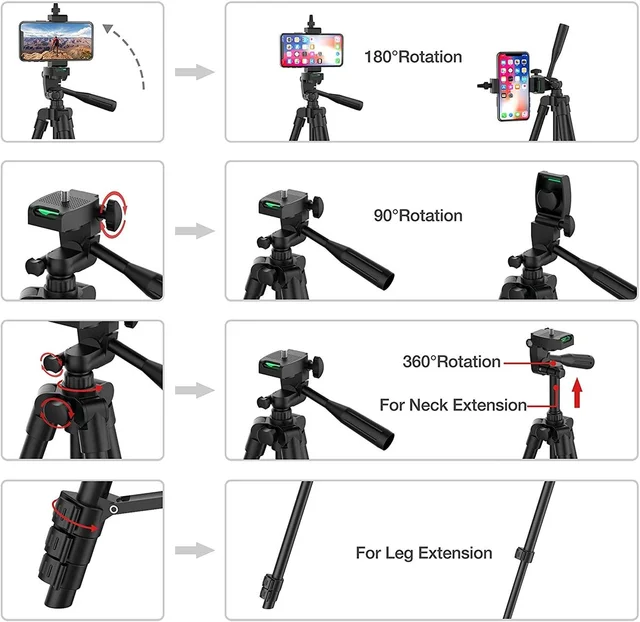 DSLR Flexible Tripod Extendable Travel Lightweight Stand Remote Control For Mobile Cell Phone Mount Camera Gopro Live Youtube 2