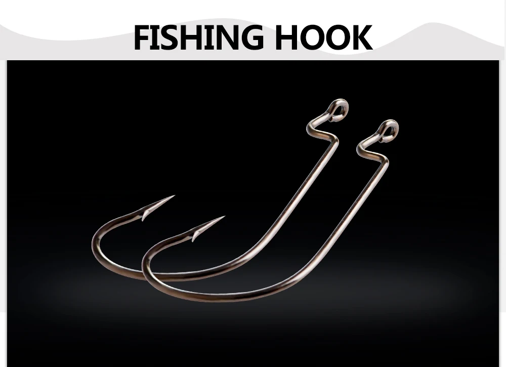FTK 50PCS High Carbon Steel Offset Angelhaken Soft Worm Lure Angelhaken 5/0-2 # Kurbel-Jig-Haken mit Widerhaken und Ring – Detail 1