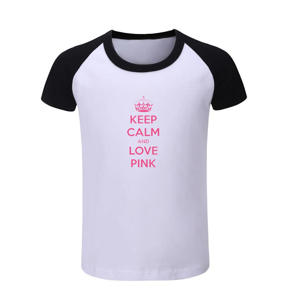 Детские футболки с надписью Keep Calm and Love розового цвета детские футболки с рисунком Рождественский подарок с короткими рукавами для мальчиков и девочек