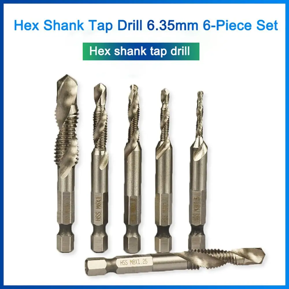 6 шт./компл. M3 M4 M5 M6 M8 M1O кран наборы из быстрорежущей стали с метрической резьбы крана HSS сверла спираль в форме трапеции, кран, винторезы