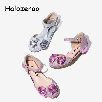 

Spring New Baby Girls Bow Shoes Kids Soft Brand Shoes Children Princess Heels Rhinestone Pink Shoes Fashion Dance Mary Jane 2020