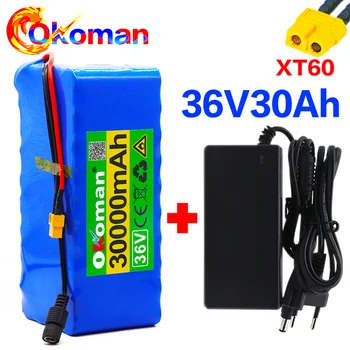 

36V 10S4P 30Ah 500W high capacity 42V 18650 lithium battery pack 30000mAh electric bicycle scooter with BMS XT60 Plug +charger