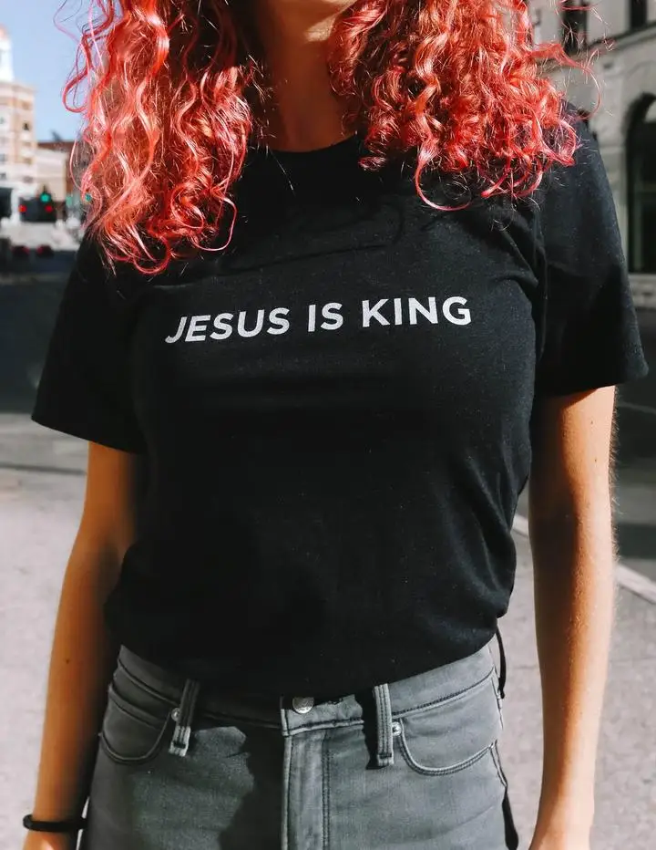 Jesus Is King T-shirt Cute Funny Women Graphic Christian Bible 100