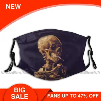 

Head Skull Mouth Face Mask Skull With A Burning Cigarette Facial Mask for Adult with 2 Filters Beautiful Mask