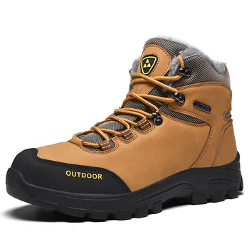 

Men's Boots Fashion Warm Fur Snow Boots Winter Outdoor Sneakers Waterproof Leather Ankle Hiking Boots Work Men Shoes Big Size 46