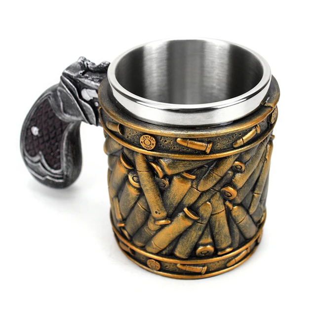 Gun Mugs Revolver Gun Pistol Tankard Mug With Ammo Bullet Round Shells Mugs Cup Birthday Christmas Halloween Gift 400ml 5
