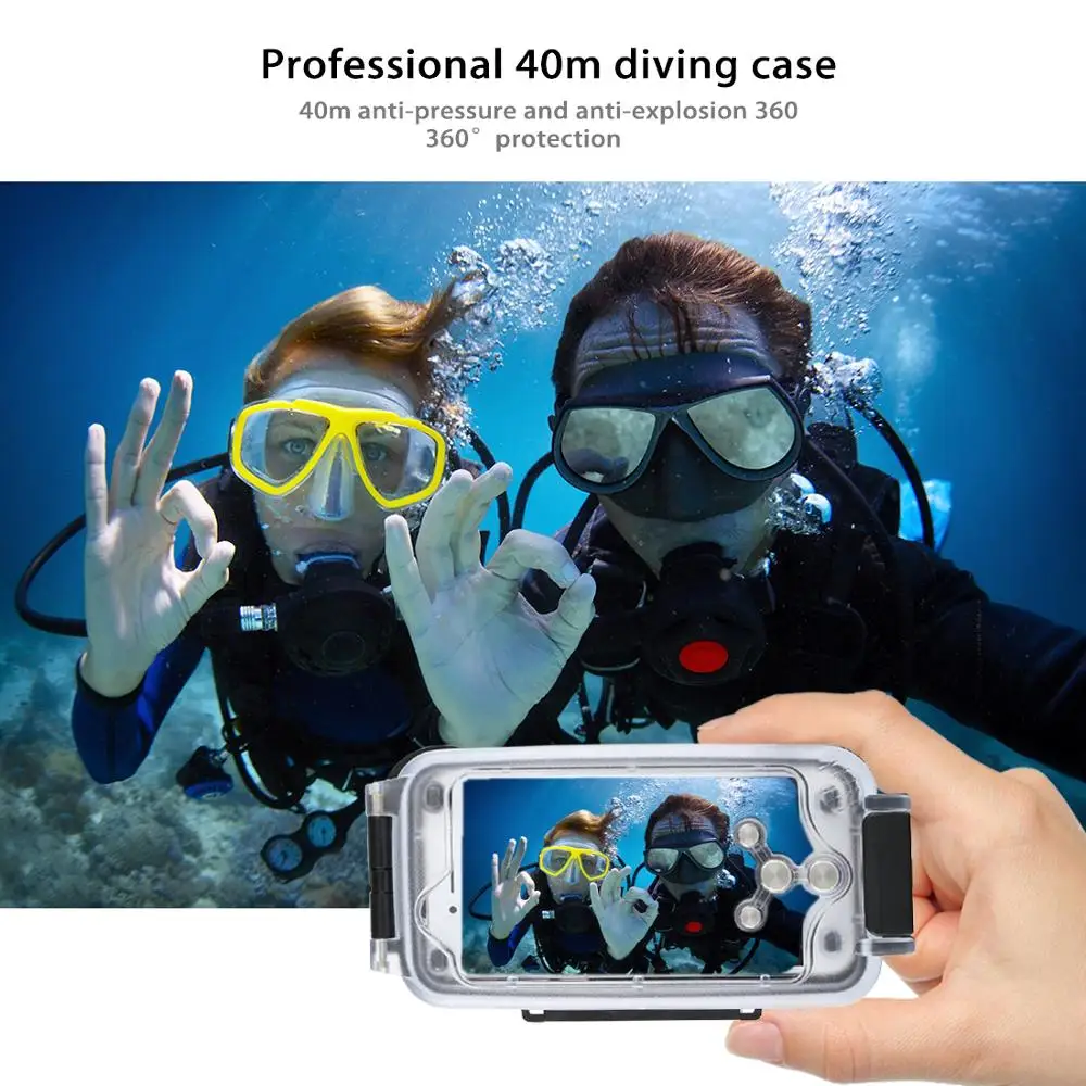 40 м/130 футов Водонепроницаемый iPhone7 Plus и 8 Plus чехол для дайвинга защитный чехол для подводной фотосъемки и видеосъемки