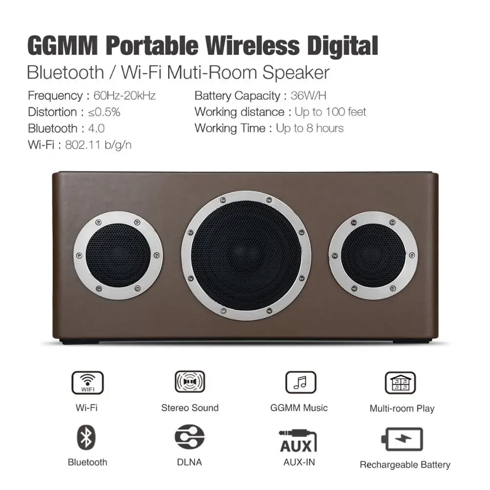 Comprar GGMM M4 altavoz inalámbrico WiFi altavoz portátil Bluetooth Metro Audio sonido de graves pesados para iOS Android Windows con certificado MFi