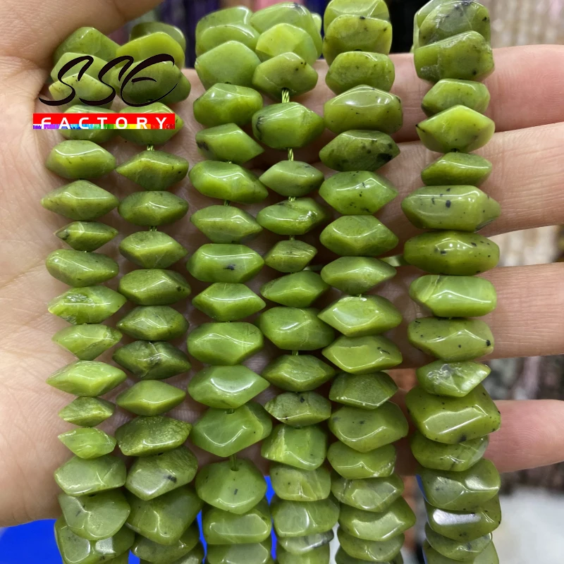 Natural Canada Green Jades Beads Irregular Special Cut Genuine Loose Spacer Beads for Jewelry Making DIY Bracelets 6x11mm 15