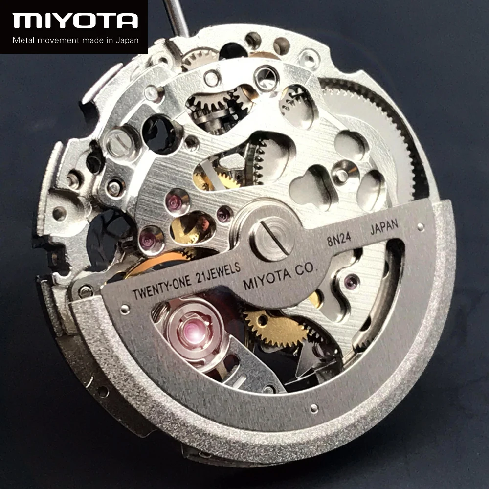 Japan Original Miyota 8N24 Skeleton Mechanical Movement 21 Jewels High