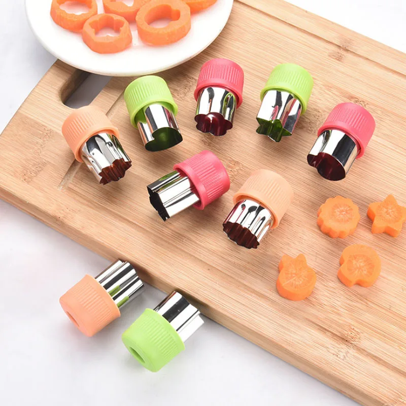 

Stainless Steel Vegetables Cutter Plastic Handle 3Pcs Kitchen Gadgets Star Heart Shape Portable Fruit Cutting Die Cook Tools