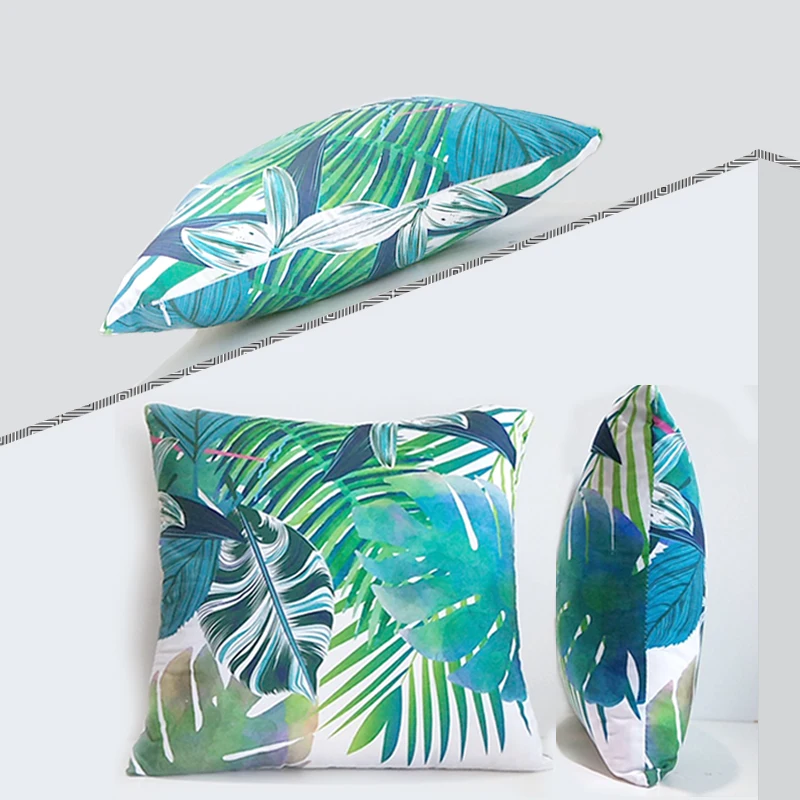 

Double-sided Polyester Pattern Nordic Wind Jungle Tropical Green Plant Hug Pillowcase Conifer Palm Leaf Home Cushion Cover