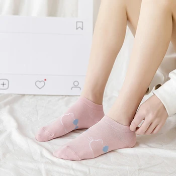 

1Pairs Cotton Women Socks Female Casual Boat Socks Cartoon Harajuku Animal Cat Cute Invisiable Slippers Girl Ankle Socks