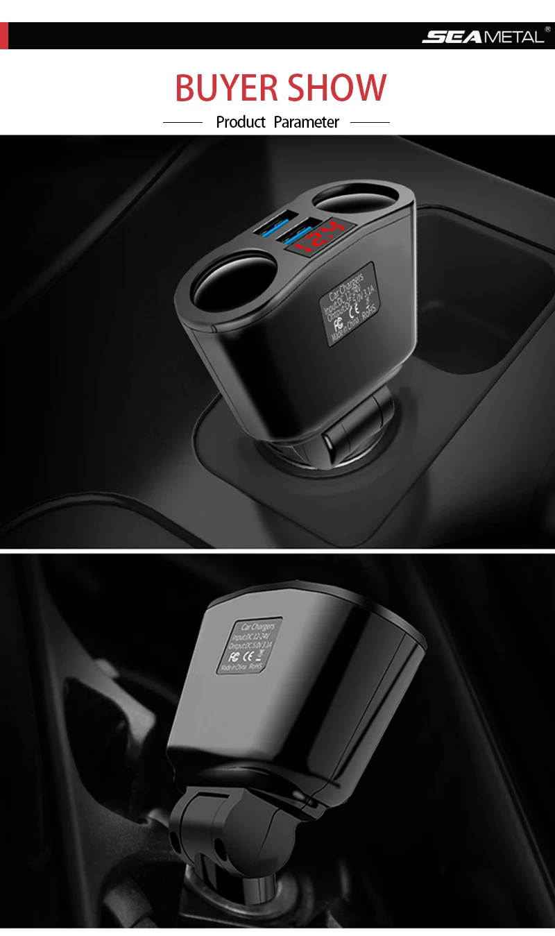Автомобильный адаптер для зарядного устройства прикуриватель 12 В 24 в двойной USB дисплей напряжения прикуриватель зарядное устройство адаптер питания розетка в автомобиль