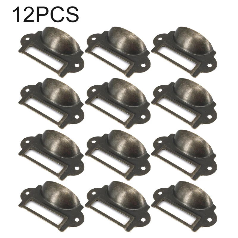 

12pcs Antique Name Card Frame Handles Set Cabinet Drawer File Iron Labels Pulls