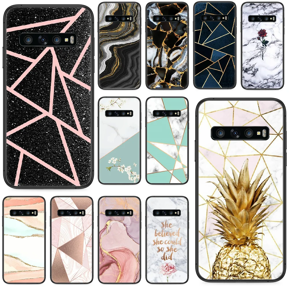 Чехол-накладка для Samsung Galaxy S 10 20 3 4 5 6 7 8 9 Plus E Lite Uitra силиконовый с геометрическим