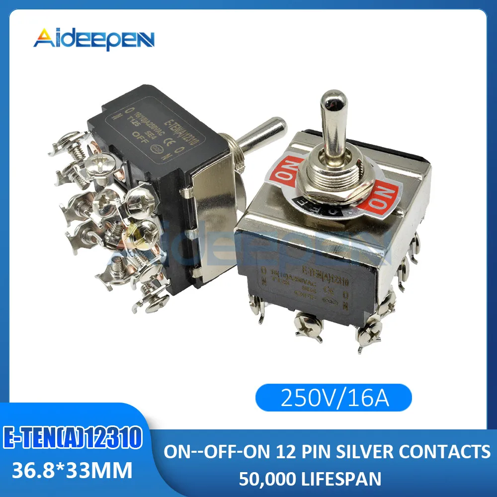 E-TEN(A)12310 Мини автоматический переключатель переменного тока 250V 16A 2/3/4/6/12-контактный ВКЛ-ВЫКЛ-на 2/3 позиции Медь/серебряный контакт с Водонепроницаемый Кепки - Цвет: E-TEN(A)12310