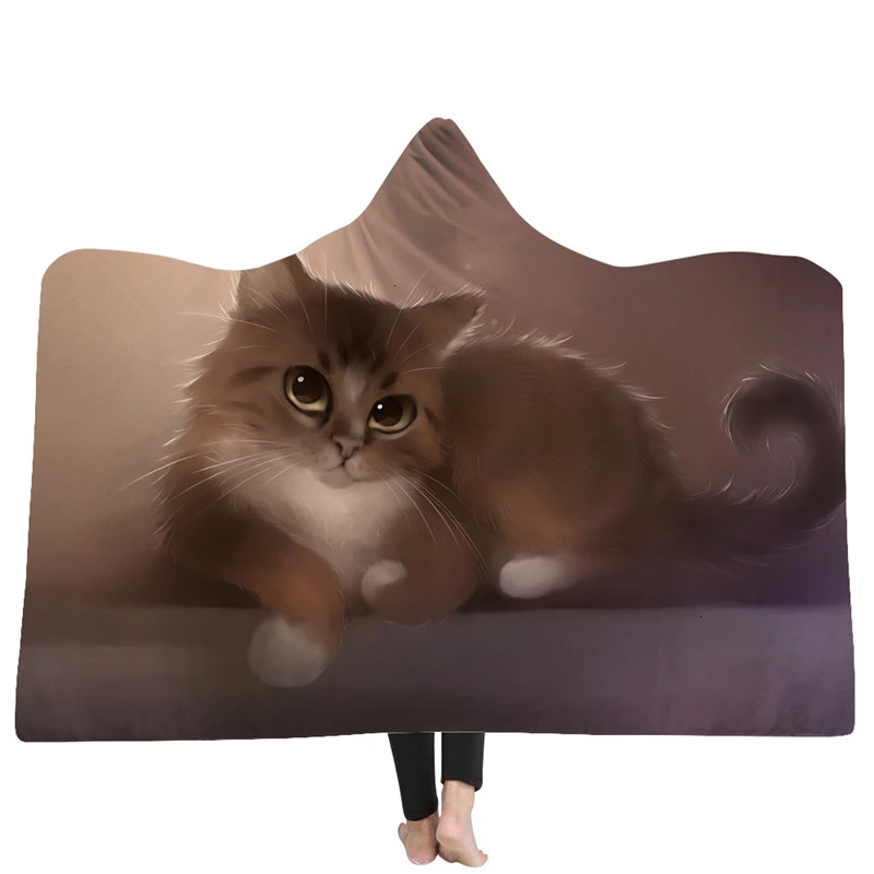 Одеяло с капюшоном с рисунком животных из мультфильмов, супер мягкое зимнее теплое одеяло для дивана, кровати, путешествий, самолета, холодостойкое одеяло с капюшоном - Цвет: Model 6