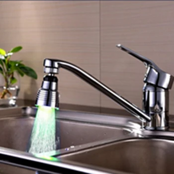 

Water Power LED Kitchen Faucet Three ColorTemperature Change 360 Degree Rotation Swivel Sprayer #2N06