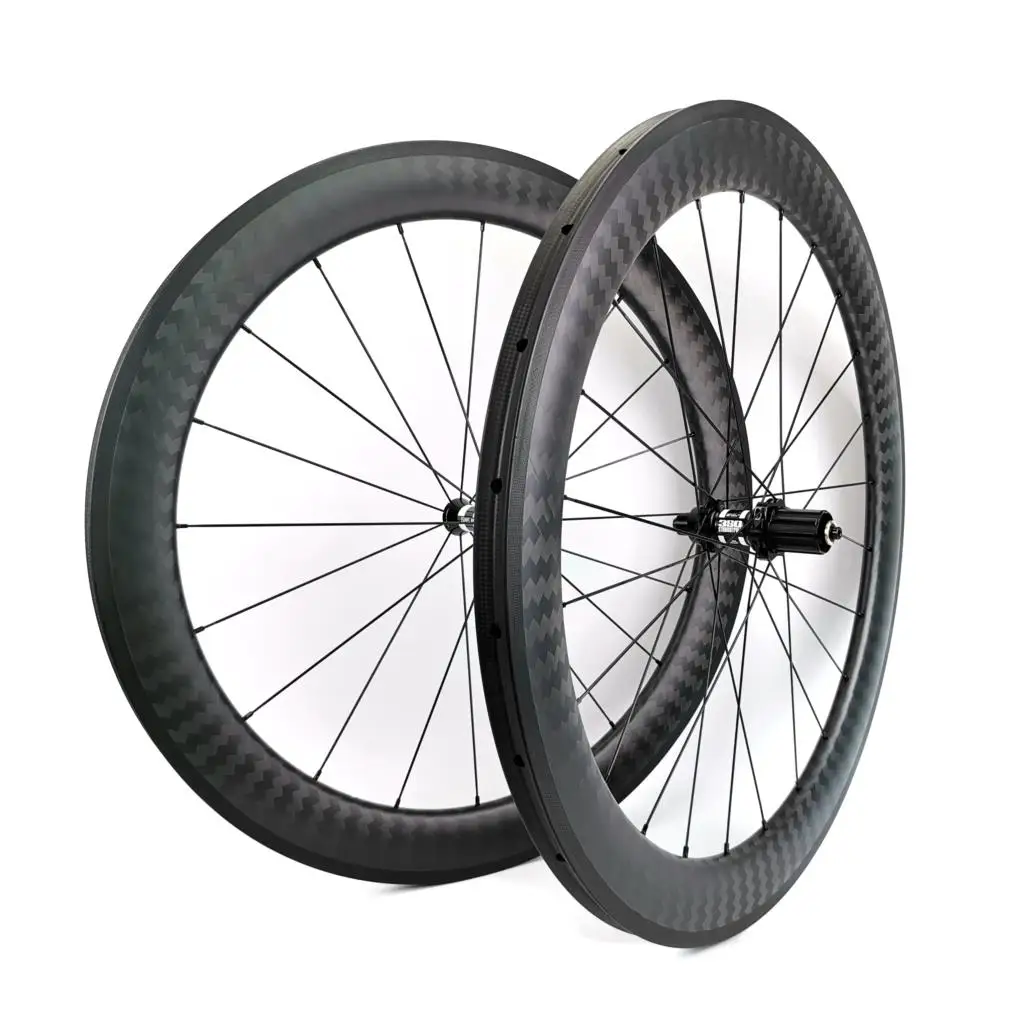 700c Road Bike Wheels 60mm Depth 25mm Width With 12k Twill Matte Finish