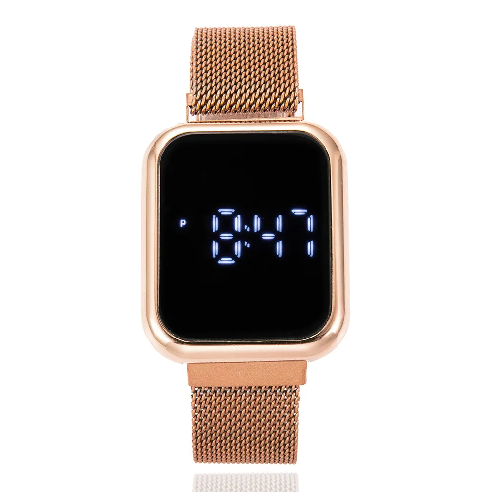 Fashion Luxury Men's Electronic Watches LED Display For Men Women Gold Silver Black Stainless Steel Strap With Magnetic Buckle