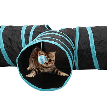 Funny Pet Cat Tunnel Kitten Toys 3 Holes Tunnel Tubes 2 Colors Play Tubes Balls Foldable Storage Pet Supplies 1