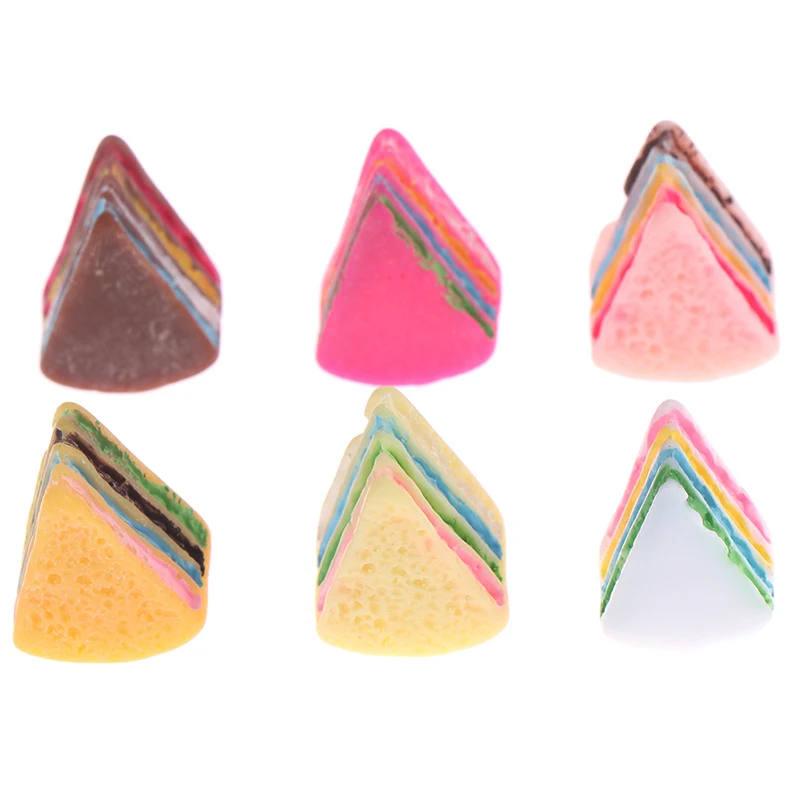

5PCS Hand-Painted Resin Ice-Cream Cake Colorful Resin Cake DIY Material Phone Shell Accessories Modeling Clay Toy Doll House