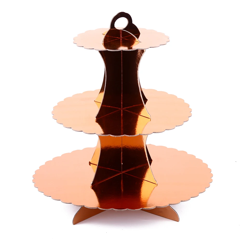 

3-layer blue rose gold round cardboard cupcake stand dessert (30.48 cm wide x 30.48 cm high) birthday wedding event decoration