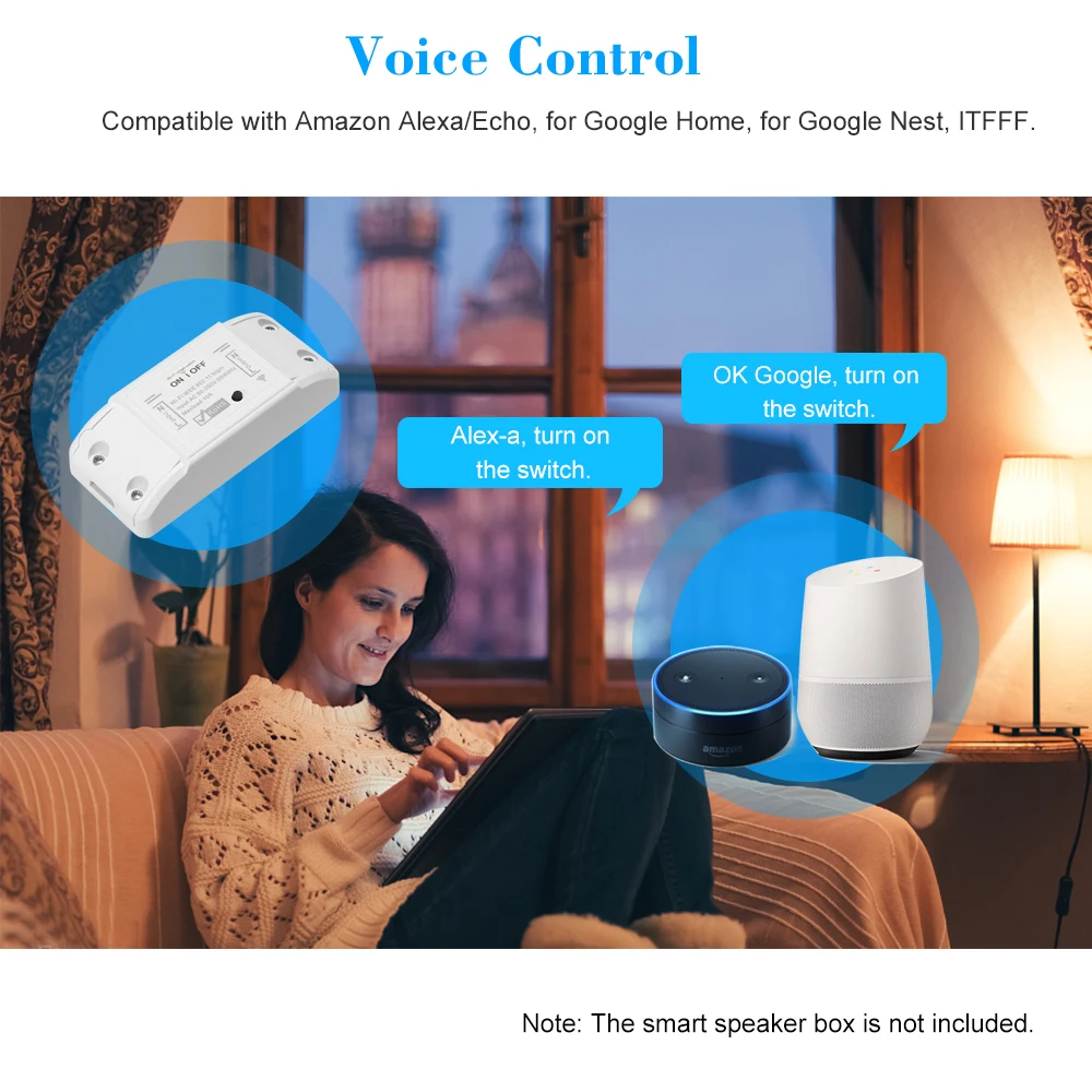 Wifi умный переключатель с Amazon Alexa/Google Home Голосовое управление 10А/2200 Вт Tuya приложение беспроводной переключатель умный дом Модуль Автоматизации