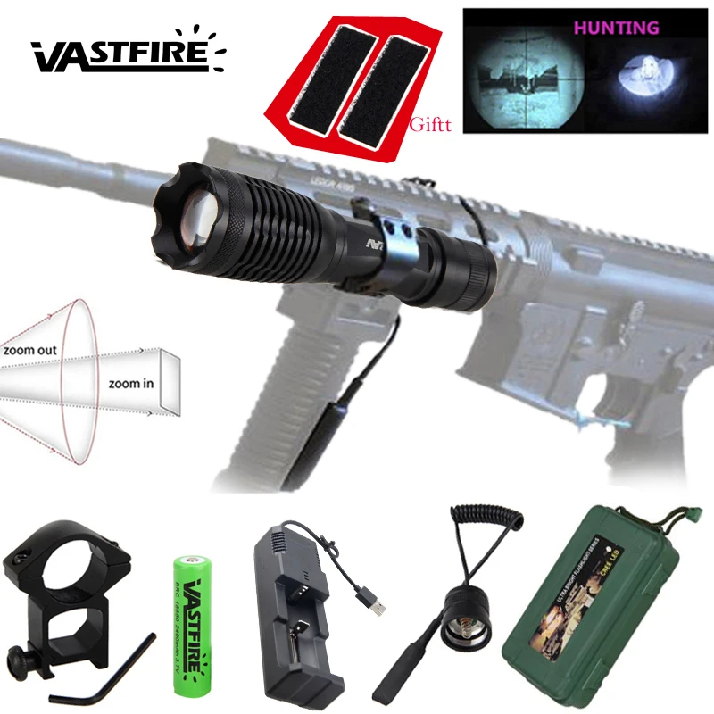 IR 940nm Flashlight 5W LED Zoomable Night Vision Infrared red Radiation Focus Hunting Weapon Light+18650+Charger+Switch+Mount