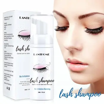

50ml eyelash extensions brush shampoo kit eye lash cleaning foam pump design without stimulation clean makeup eyelash extension