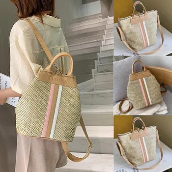 

Herald Fashion Straw Woven Backpack Women Back Pack Autumn Teenage Girl Quality Backpacks Travel Bags Kawaii Rucksack*