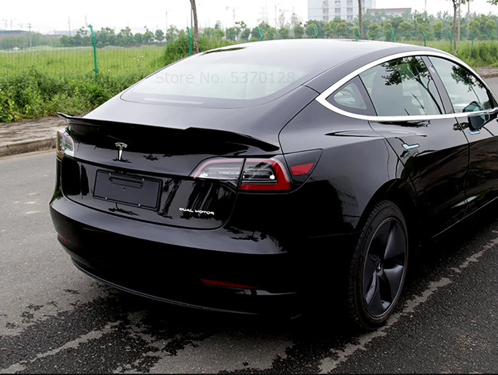 Для Tesla модель 3 высококачественный абс пластиковый спойлер задний багажник черный спойлер крыло украшение автомобиля Стайлинг 1 шт