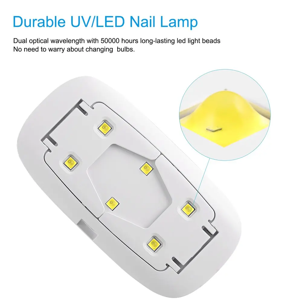 Foldable 6W Cheap Mini UV LED Nail Lamp Gel Polish Dryer Curing 45s/60s Timer for Fingernail Toenail | Красота и здоровье