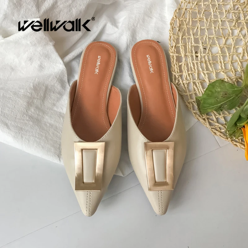 closed toe open back flat shoes