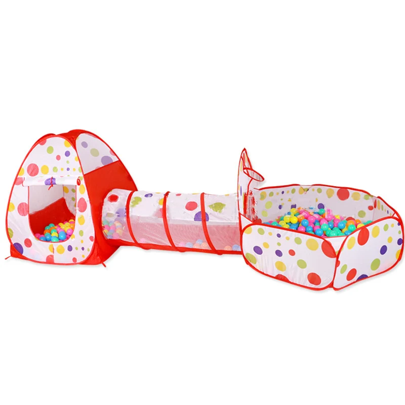 3in 1 Red dots 3 в 1 детский манеж для детей, Детский манеж с шариковой ямой для новорожденных, Игровая палатка с шариками, Детская палатка с корзиной - Цвет: 3in 1 Red dots