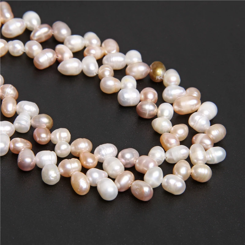 

Natural Freshwater Pink Rice Pearls Beads Rice Shape 100% Natural Pearls for Jewelry Making DIY Strand 13 Inches